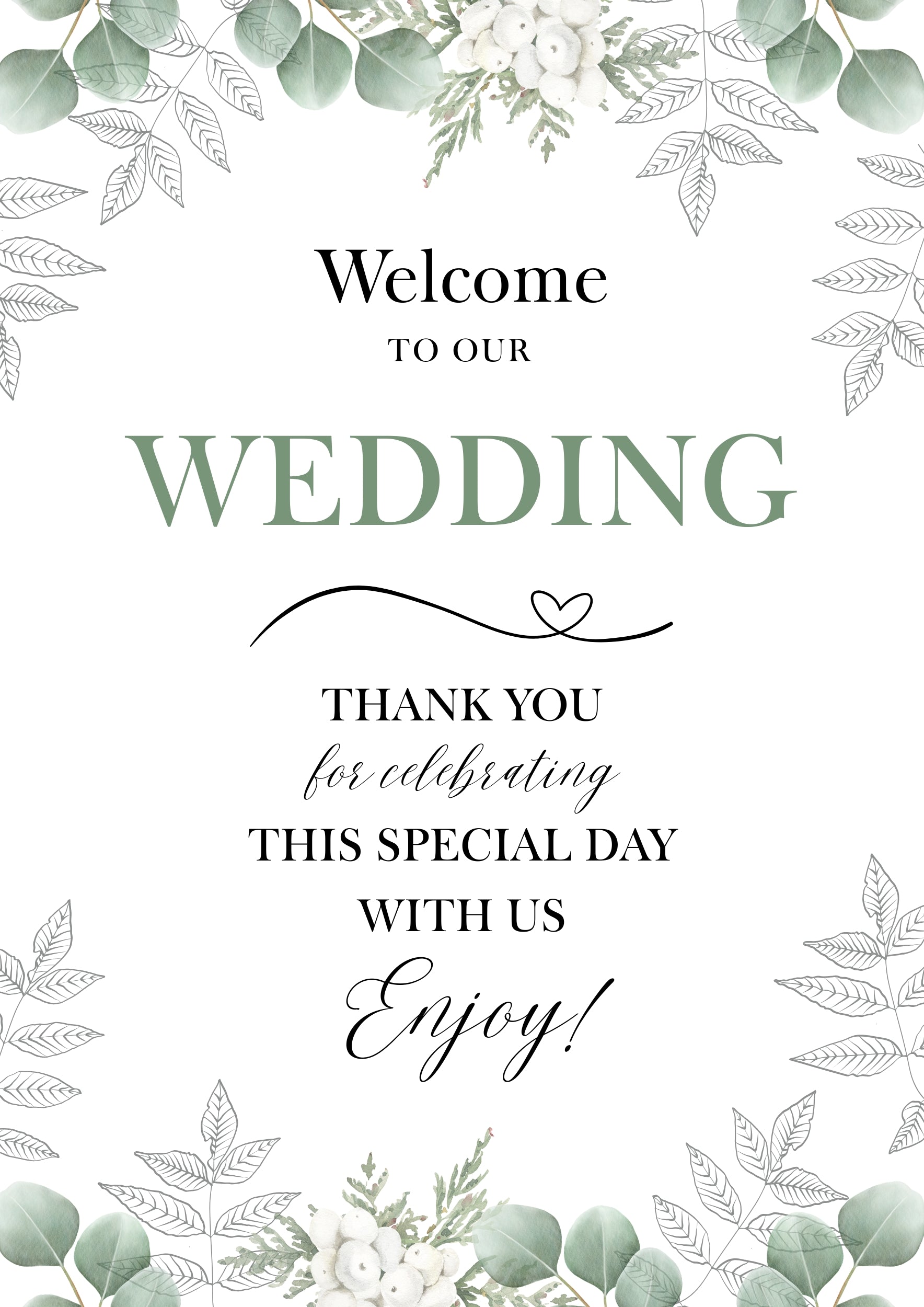 Green Botanical Hellebore Wedding Welcome Sign Box & Party Co.