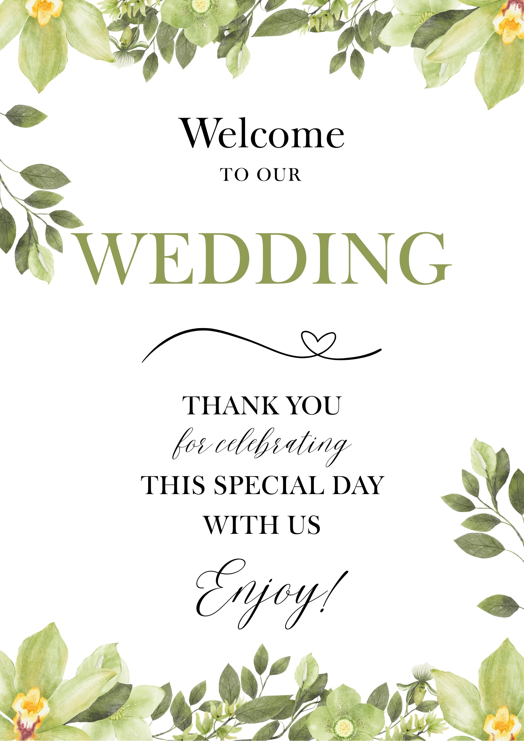 Eucalyptus & White Berry Wedding Welcome Sign Box & Party Co.
