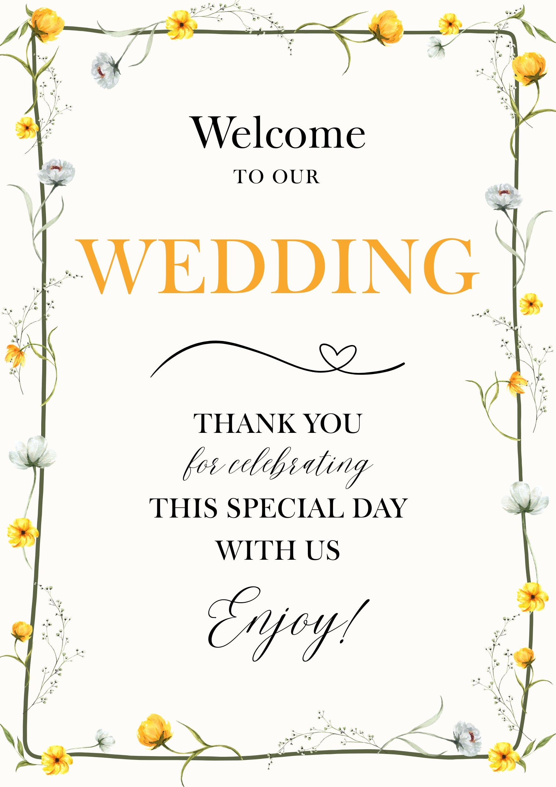 Sunflower Wedding Welcome Sign Box & Party Co.