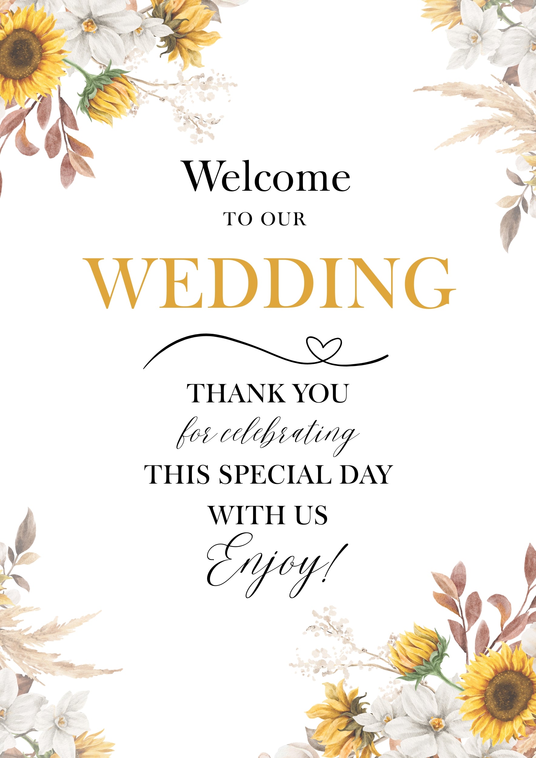 Rustic Sunflower Wedding Welcome Sign Box & Party Co.