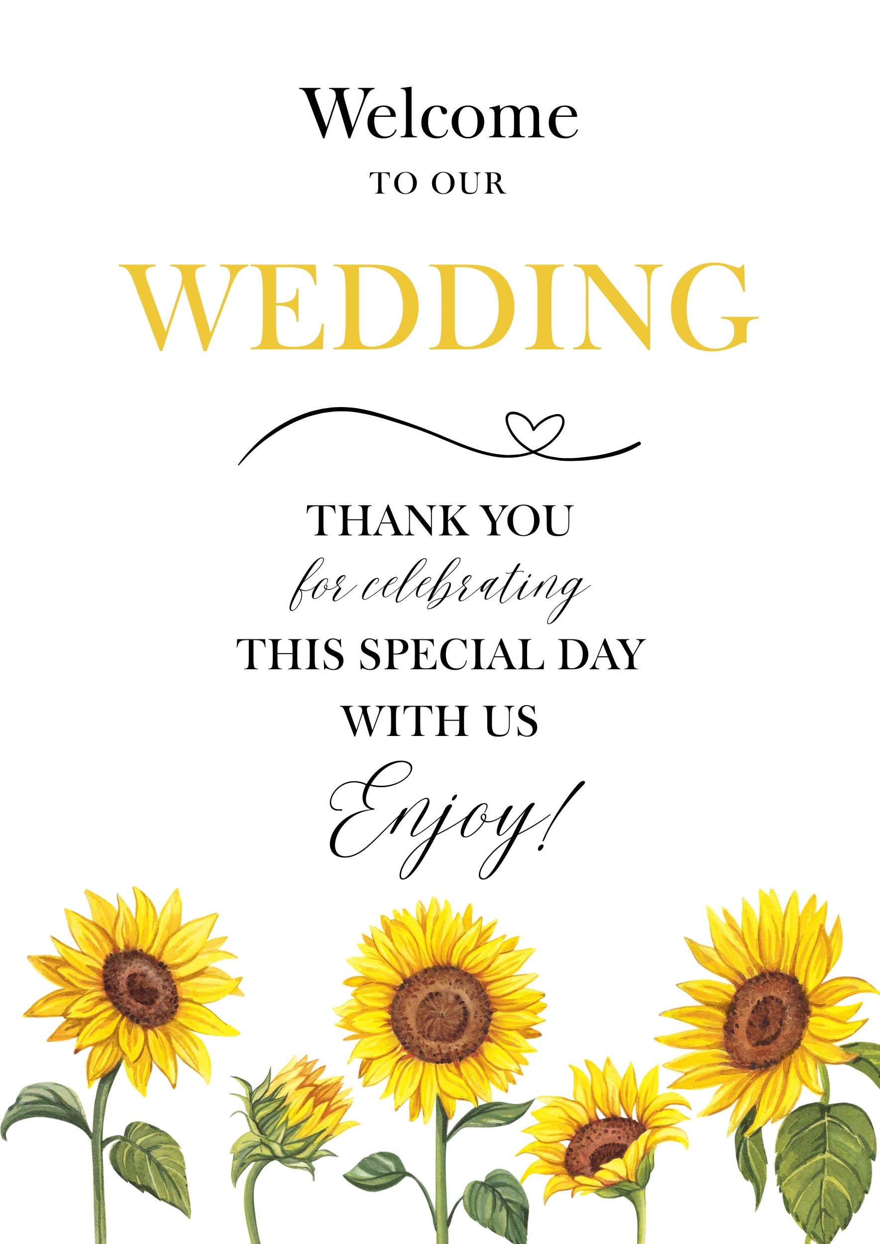 Bold Sunflower Row Wedding Welcome Sign Box & Party Co.