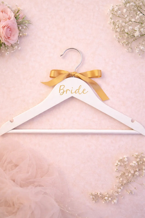 Bridesmaid Wooden Hangers with Gold Ribbon – Set of 3 - Box & Party Co. 
