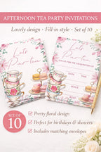 Let's Par-Tea Party Invitations – Pack of 10 Box & Party Co.