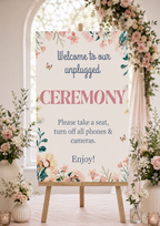Pastel Floral Unplugged Wedding Sign – A3 Ceremony Welcome Board Box & Party Co.