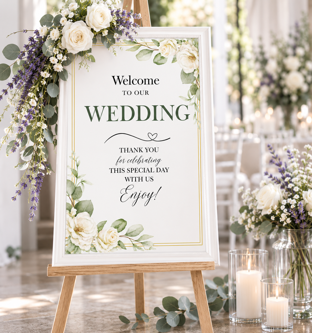 A3 Wedding Welcome Sign Premium 300gsm Printed Card Box & Party Co.