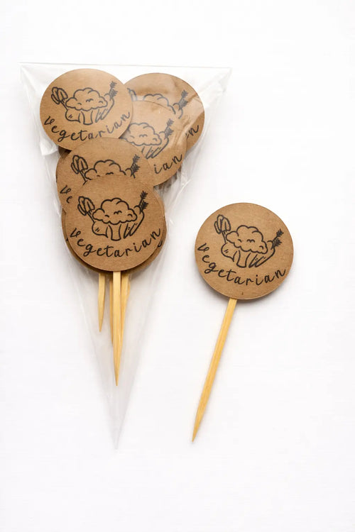 Charming Vegetarian Food Signs | Party Table Labels Box & Party Co.