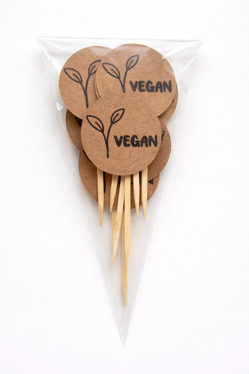 Charming Vegan Food Signs | Party Table Labels Box & Party Co.