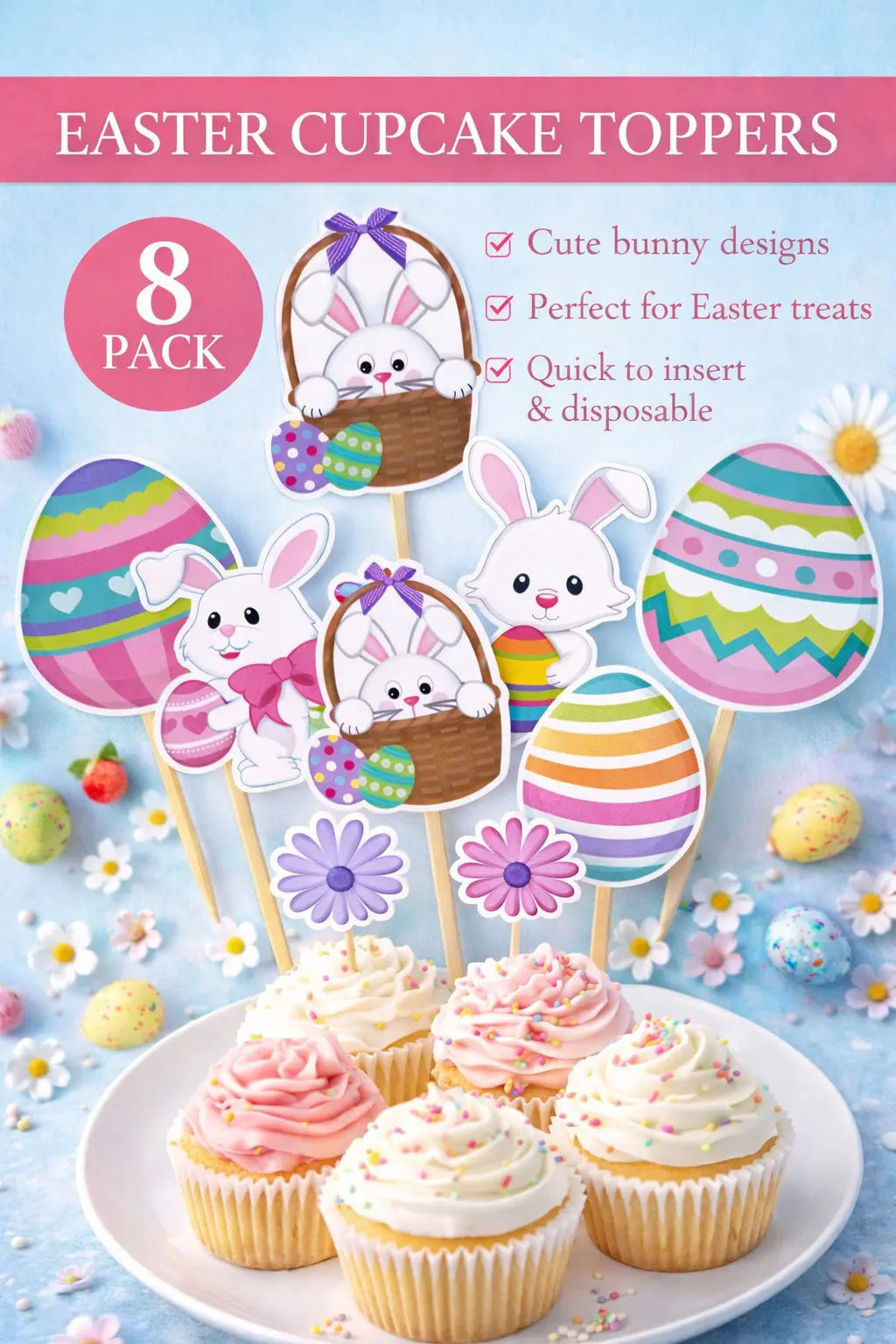 Easter Cupcake Toppers – Set of 8 Box & Party Co.