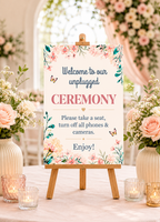 Pastel Floral Unplugged Wedding Sign – A3 Ceremony Welcome Board Box & Party Co.