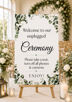 Greenery Unplugged Wedding Sign – Ceremony Welcome Board Box & Party Co.