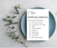 I Spy with my Camera Wedding Activity Card Box & Party Co.