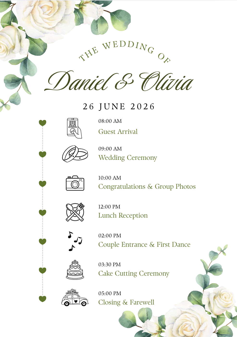 A3 Wedding Order of Service Sign – 300gsm Card Print Box & Party Co.