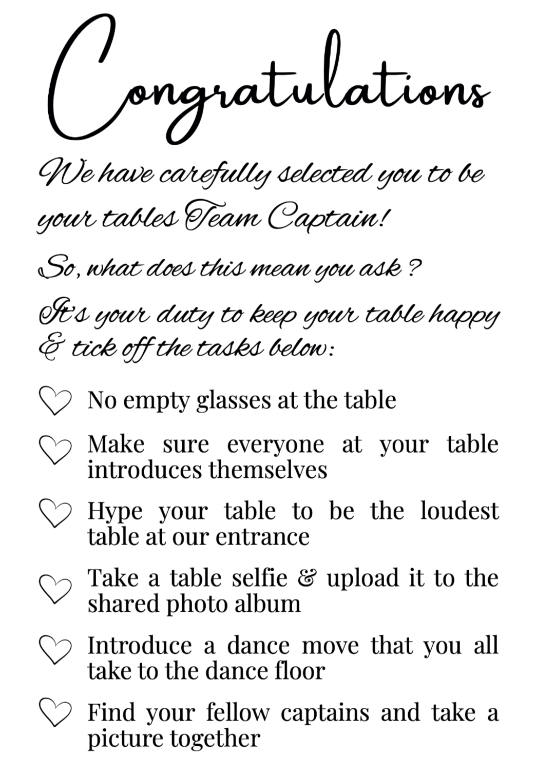 Table Captains Card – A5 300gsm Box & Party Co.