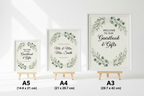 A3 A4 A5 size comparison with matching sign design in all frames