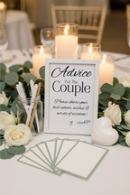 Advice for the Couple sign styled as wedding advice station