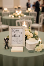 Date Night Ideas sign styled as interactive wedding station