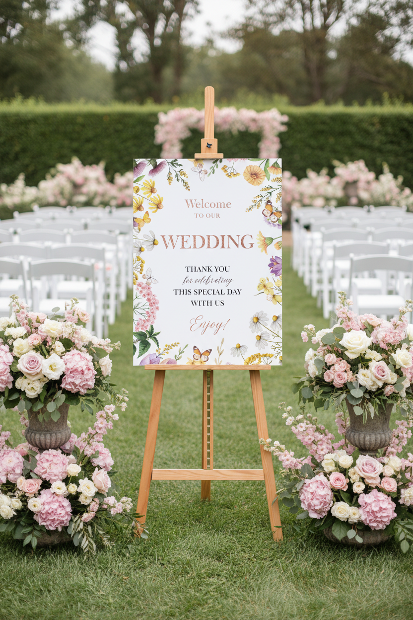 Pink Rose Garden Easel