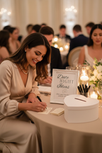 Wedding guest writing date night idea at reception