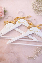 Bridesmaid Wooden Hangers with Gold Ribbon – Set of 3 - Box & Party Co. 