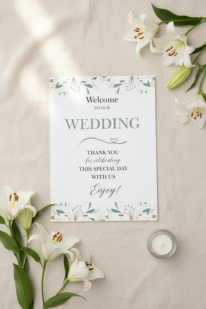 White Lily Linen Flat Lay